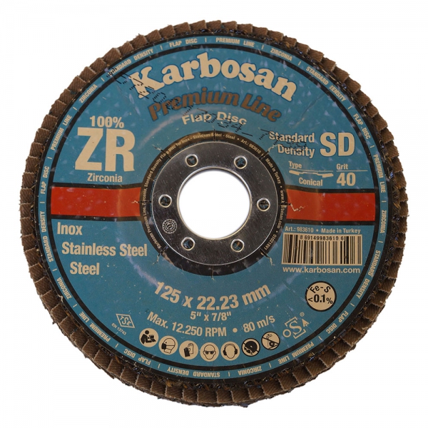 Круг лепестковый торцевой (КЛТ) 125х22 P40 (Karbosan)