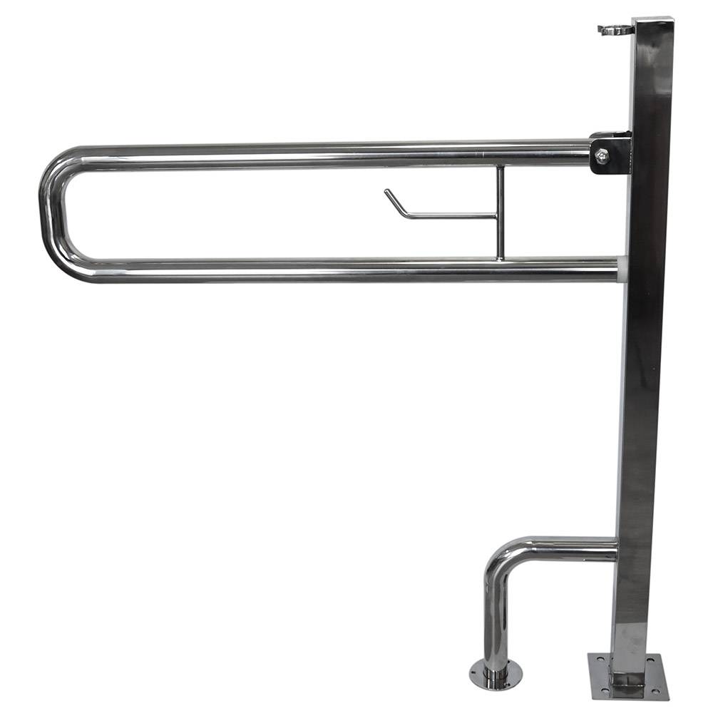 Поручень откидной на стойке с бумагодержателем