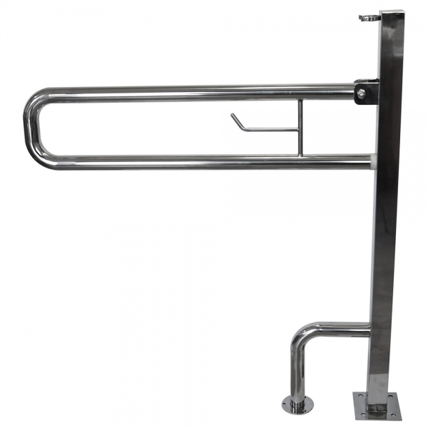 Поручень откидной на стойке с бумагодержателем